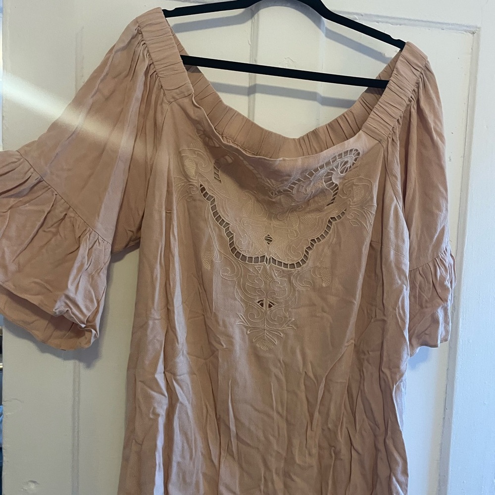 City Chic Blush Embroidered Blouse